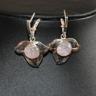 СРЕБЪРНИ ОБЕЦИ С РОЗОВ КВАРЦ